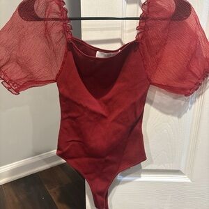 Astr red Puff Sleeve Bodysuit